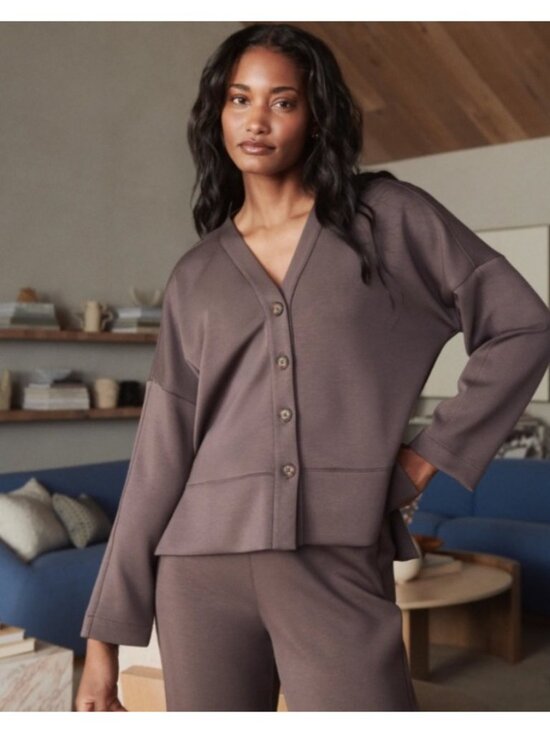 SPANX Sweaters - NEW Spanx Air Essentials Cardigan Cocoa Medium Brown Long-Sleeve Lightweight